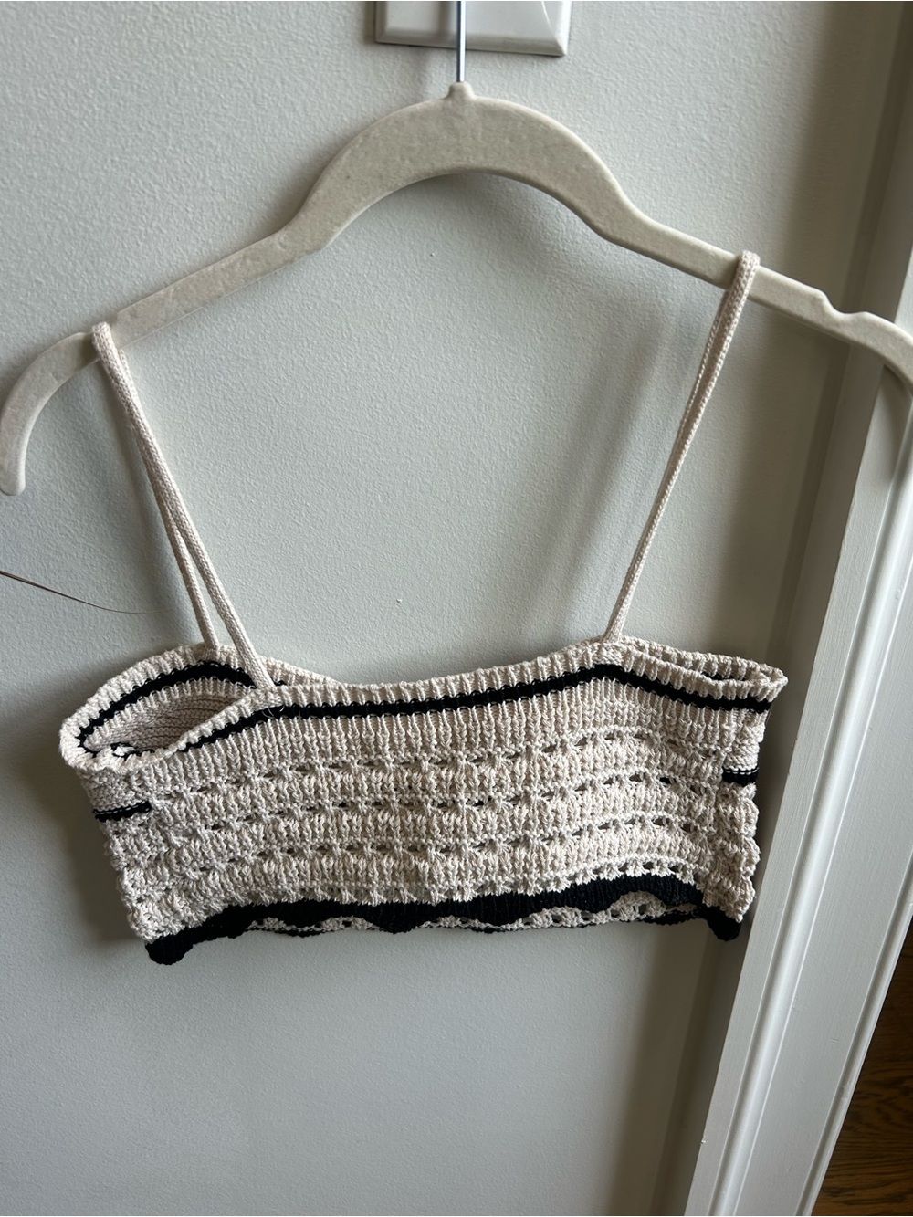 Cream Crochet Bralette with Black Trim - Picture 4 of 5
